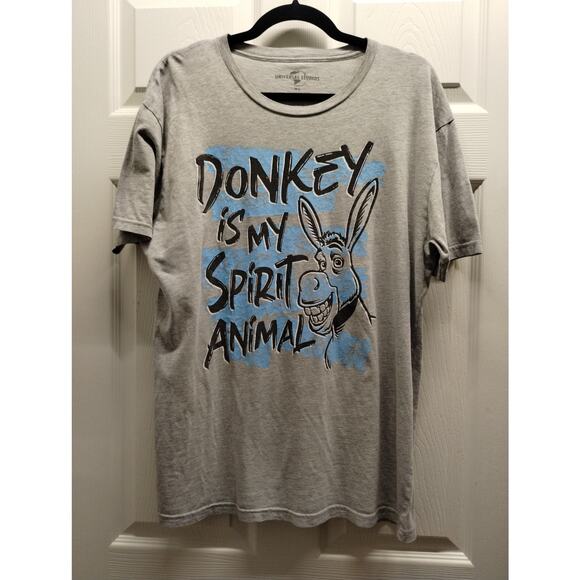 Universal Studios Women's Size XL Donkey is my Spirit Animal Shrek Gray T-Shirt - Picture 1 of 5